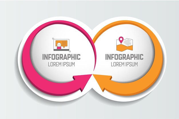 Sjabloon twee zakelijke elementen banner 2 stappen ontwerp grafiek infographic stap voor stap nummer optie