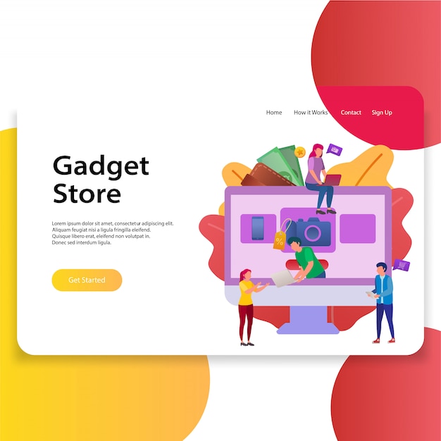 Sjabloon van bestemmingspagina Gadget Winkel Web Illustratie