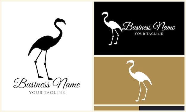 sjabloon van het logo van de silhouet stork flamingo