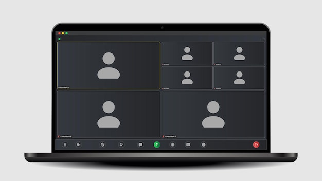 Vector sjabloon videoconferentie gebruikersinterface toepassing voor sociale communicatie