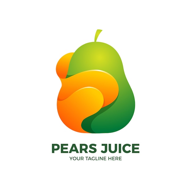 Sjabloon voor 3d-perensap vers fruit logo