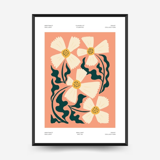 Sjabloon voor abstract bloemenposters. Moderne trendy Matisse minimalistische stijl.