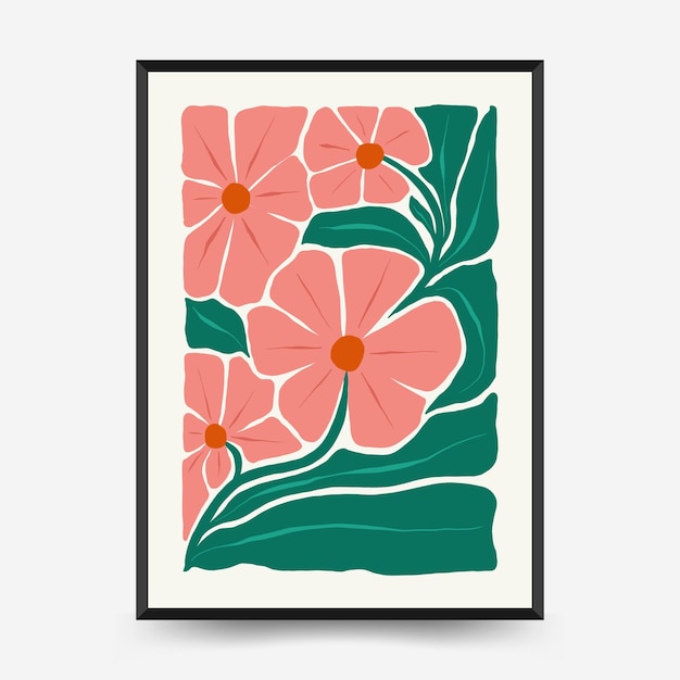 Sjabloon voor abstract bloemenposters. Moderne trendy Matisse minimalistische stijl.