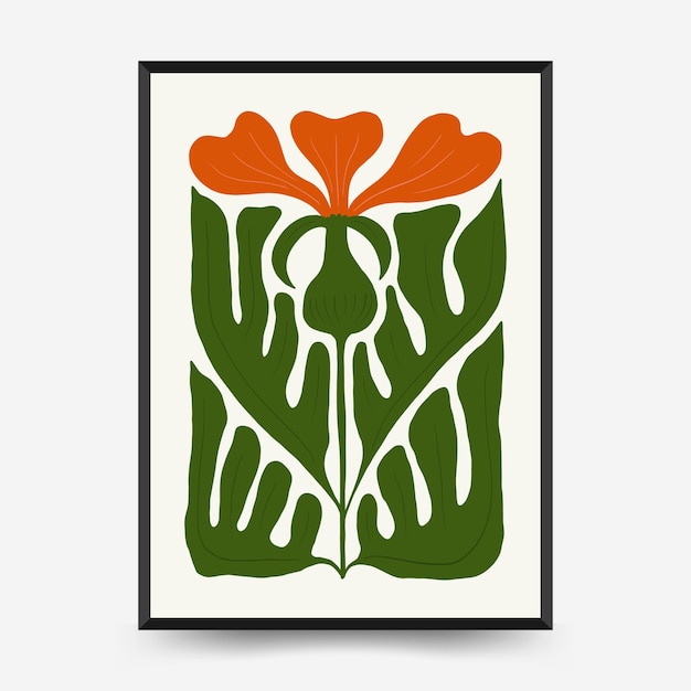 Sjabloon voor abstract bloemenposters. Moderne trendy Matisse minimalistische stijl.