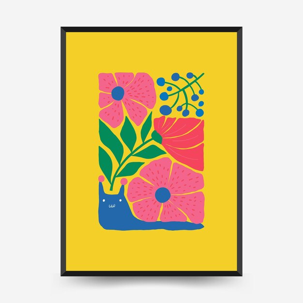 Sjabloon voor abstract bloemenposters. Moderne trendy Matisse minimalistische stijl.