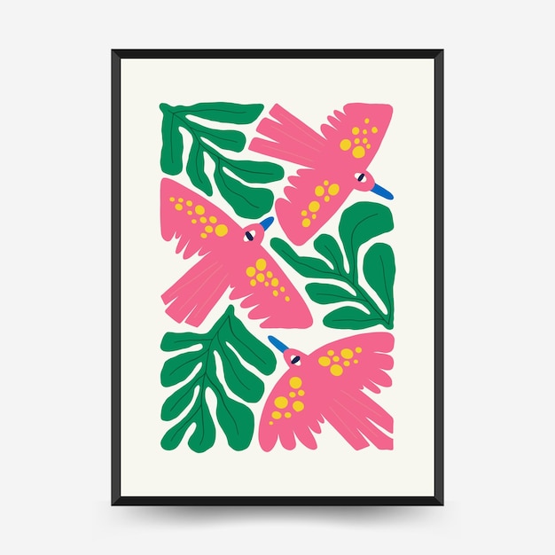 Sjabloon voor abstract bloemenposters. Moderne trendy Matisse minimalistische stijl.