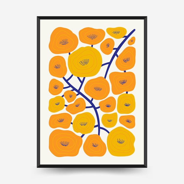 Sjabloon voor abstract bloemenposters. Moderne trendy Matisse minimalistische stijl.