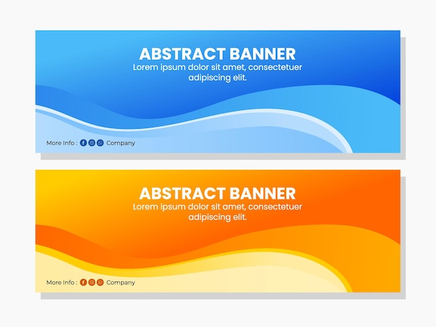 Sjabloon voor abstract gekleurde blauwe en oranje golven banner achtergronden