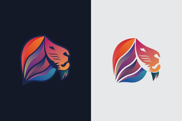 Vector sjabloon voor abstract leeuw-logo met kleurovergang