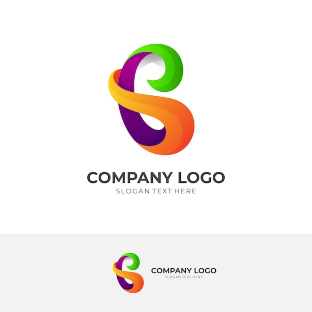 Sjabloon voor abstract letter B-logo, 3D-kleurrijke stijl