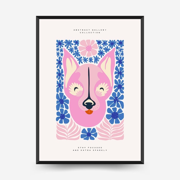 Vector sjabloon voor abstracte bloemen- en dierenposters moderne trendy matisse minimalistische stijl