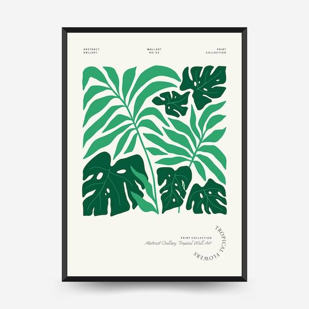 Sjabloon voor abstracte bloemenposters Moderne trendy Matisse minimale stijl Tropische jungle