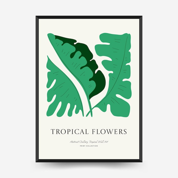 Sjabloon voor abstracte bloemenposters Moderne trendy Matisse minimale stijl Tropische jungle