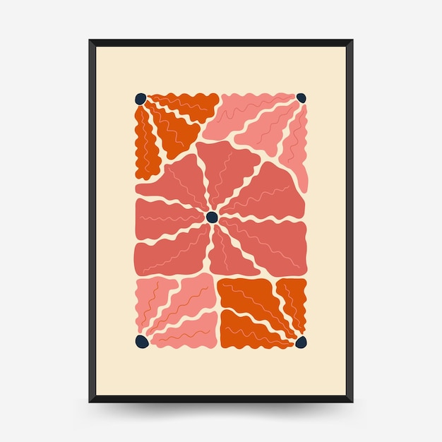 Sjabloon voor abstracte bloemenposters Moderne trendy Matisse minimalistische stijl Roze en blauwe kleuren