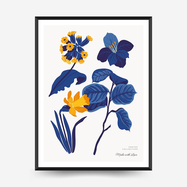 Sjabloon voor abstracte bloemenposters Moderne trendy Matisse minimalistische stijl