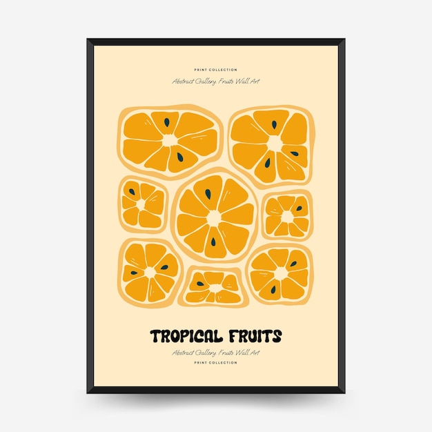 Sjabloon voor abstracte fruitposters Moderne trendy Matisse minimale stijl Exotische gezonde voeding