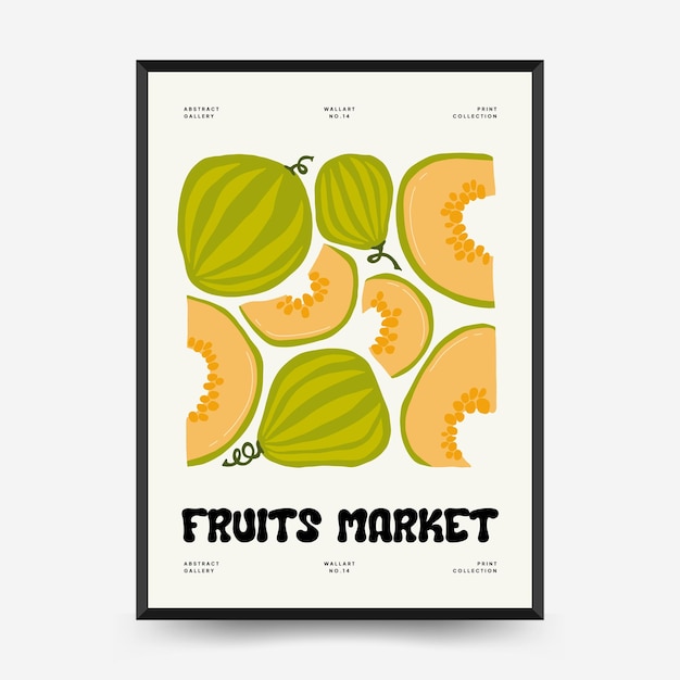 Vector sjabloon voor abstracte fruitposters moderne trendy matisse minimale stijl exotische gezonde voeding