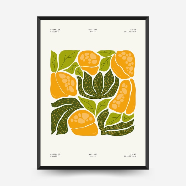 Sjabloon voor abstracte fruitposters Moderne trendy Matisse minimale stijl Exotische gezonde voeding