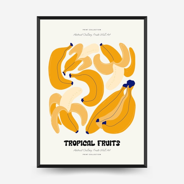 Vector sjabloon voor abstracte fruitposters moderne trendy matisse minimale stijl exotische gezonde voeding