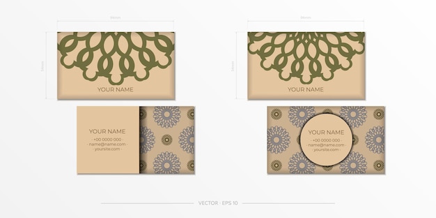 Sjabloon voor afdrukontwerp van visitekaartjes in beige kleur met luxe ornamenten Vector voorbereiding voor visitekaartjes met plaats voor uw tekst en abstracte patronen