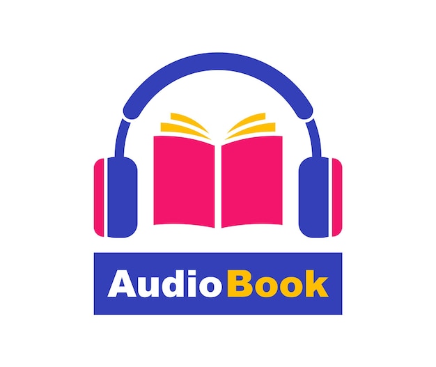 Sjabloon voor audioboek-logo literatuur en e-boeken in audioformaat