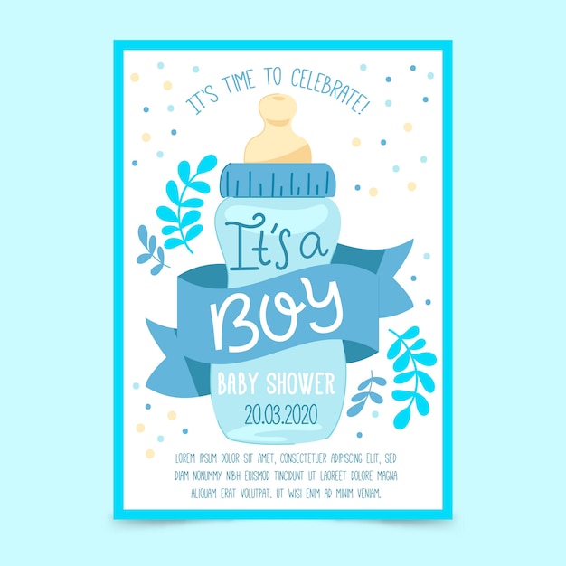 Sjabloon voor baby showeruitnodiging (jongen)