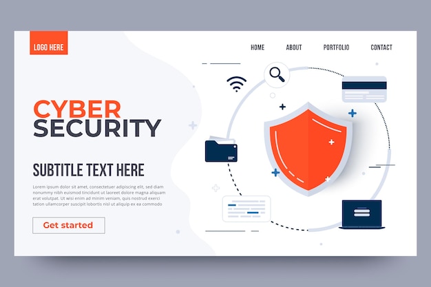 Sjabloon voor bestemmingspagina's voor cyberveiligheid. cyber veiligheidsconcept.