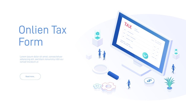 Sjabloon voor bestemmingspagina voor online belastingformulier Belastingdocument op de pc op het scherm