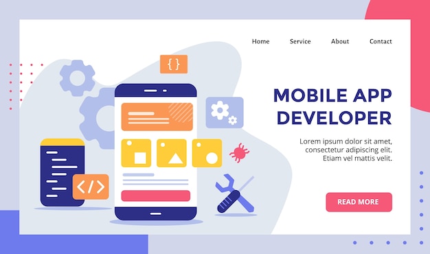 Sjabloon voor bestemmingspagina voor ontwikkelaars van mobiele apps