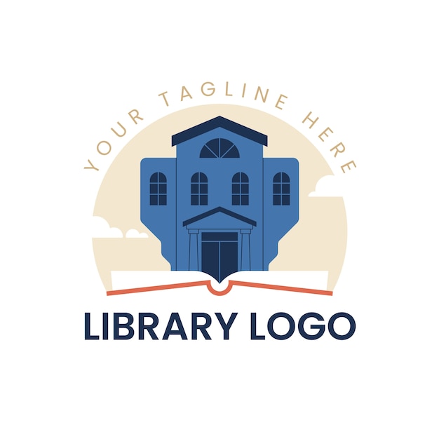 Vector sjabloon voor bibliotheeklogo met plat ontwerp