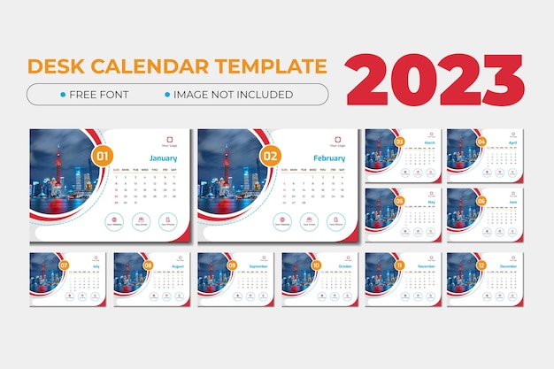 Sjabloon voor bureaukalender voor 2023