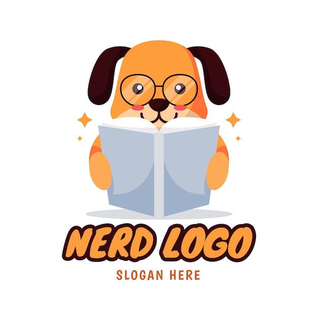 Sjabloon voor creatief nerd-logo met plat ontwerp