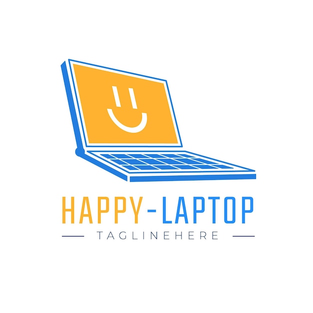 Sjabloon voor creatief plat laptop-logo