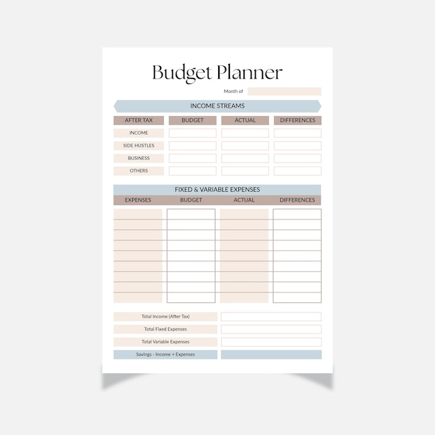 Sjabloon voor creatieve budgetplanner