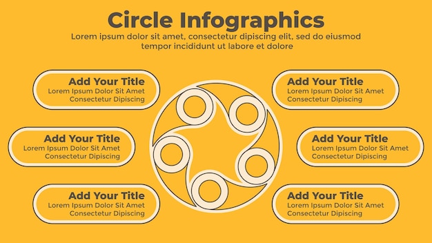 Sjabloon voor creatieve cirkel infographic zes stappen