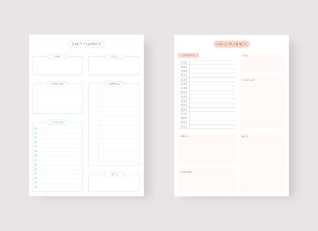 Sjabloon voor dagelijkse planner set van planner en takenlijst