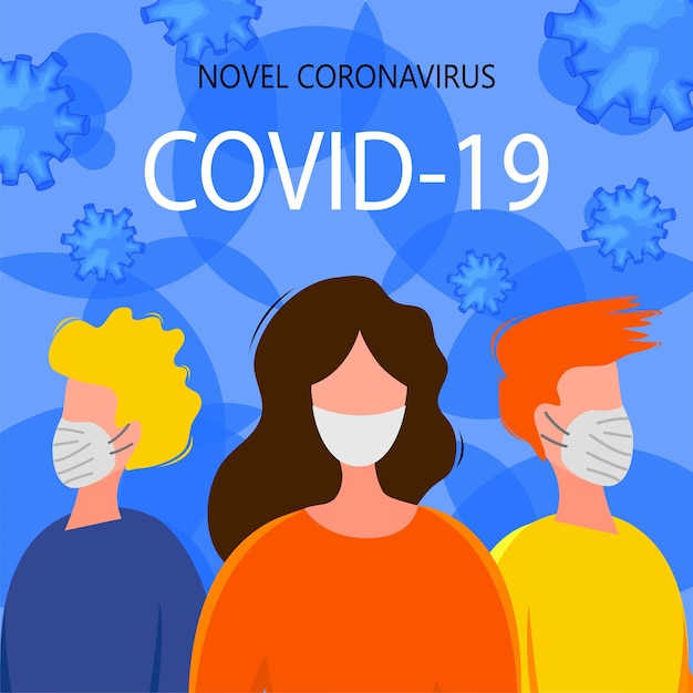 Vector sjabloon voor de nieuwe uitbraak van coronavirus 2019-ncov met een groep mensen. pandemische epidemiologie concept. platte vectorillustratie.