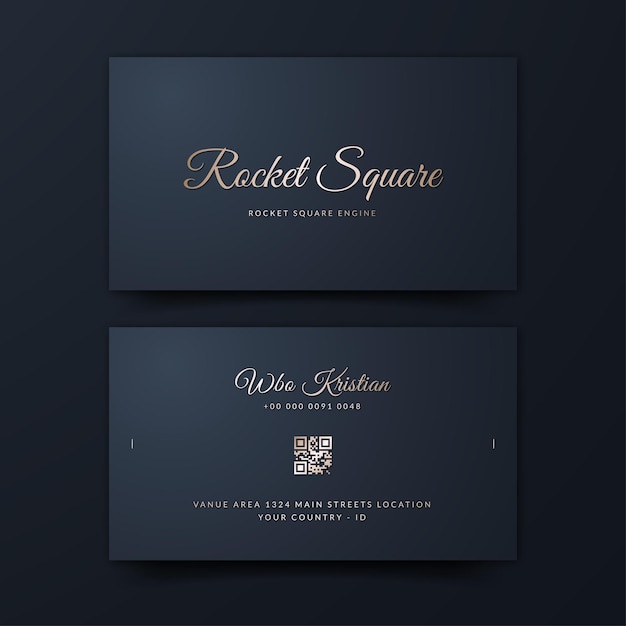 Vector sjabloon voor elegante donkerblauwe en gouden luxe visitekaartjes