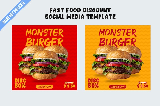 Sjabloon voor fastfood sociale media