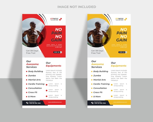 Sjabloon voor fitnessrekkaart dl-flyer
