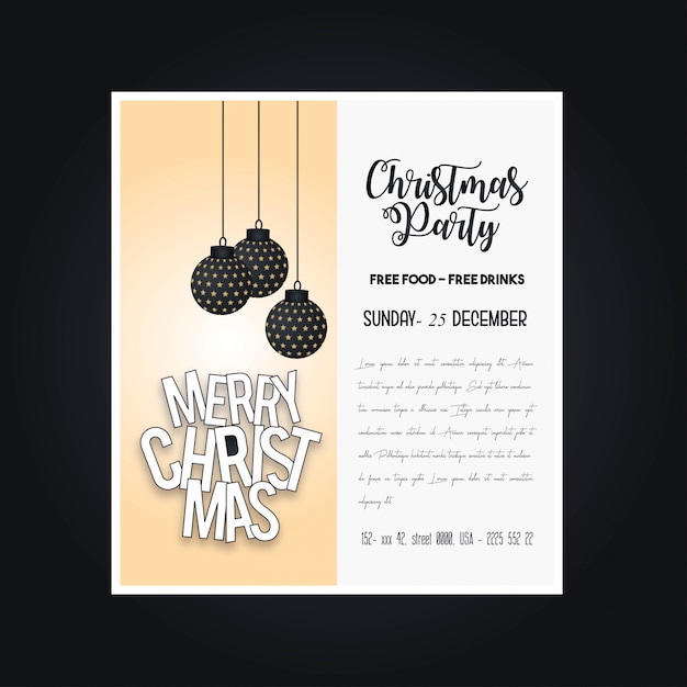 Vector sjabloon voor flyers van de vintage kerstfeest