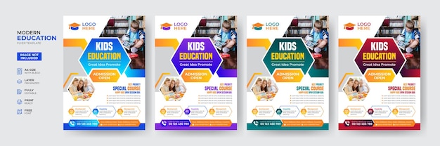 Sjabloon voor flyers voor creatieve en moderne toegang tot onderwijs voor kinderen