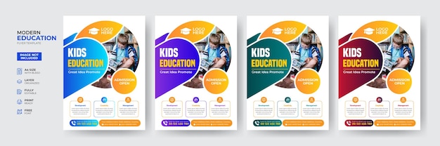 Sjabloon voor flyers voor creatieve en moderne toegang tot onderwijs voor kinderen