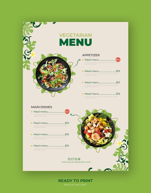 Sjabloon voor folder voor moderne minimale vegetarische gerechten