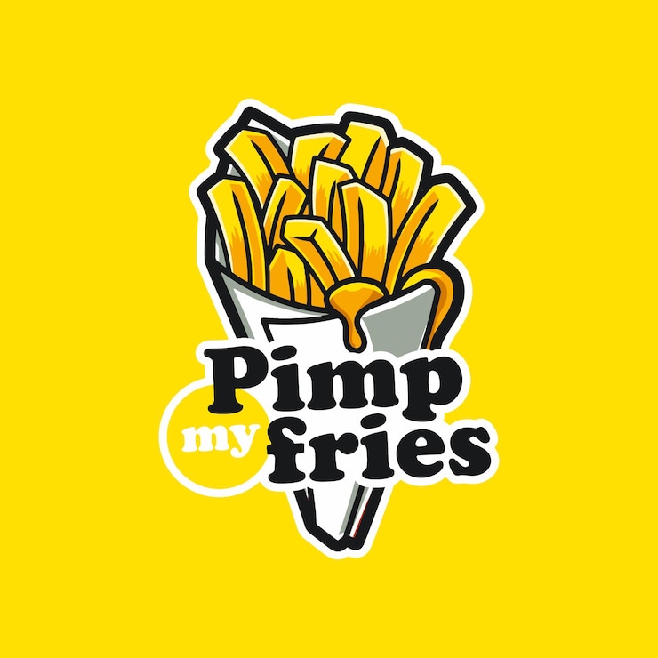 Vector sjabloon voor franse frietjes in kegellogo