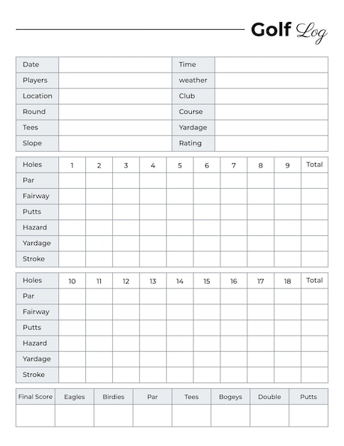 Vector sjabloon voor golflogboekplanner