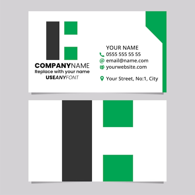 Sjabloon voor groen en zwart visitekaartjes met rechthoekig Letter C-logopictogram
