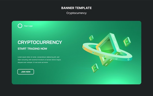 Sjabloon voor groene cryptocurrency-banners