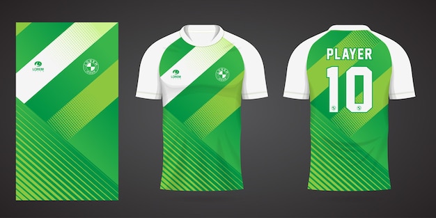 Sjabloon voor groene sport voetbalshirts