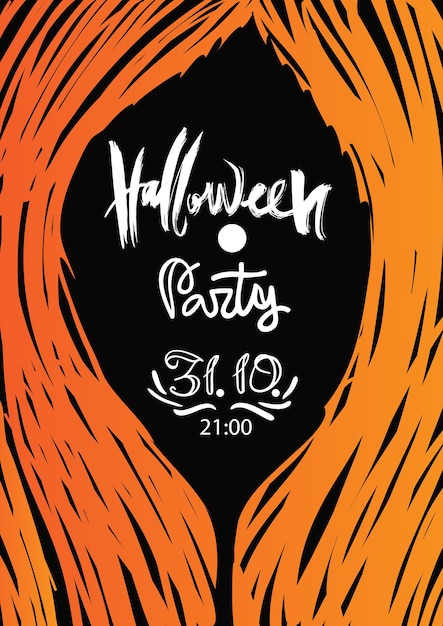 Sjabloon voor Halloween-feestaffiche. Illustratie met blad op zwarte achtergrond